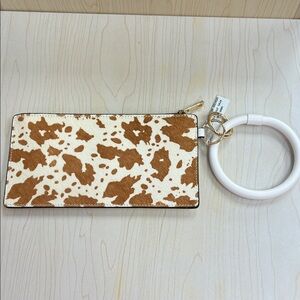 Brown and White Clutch Wristlet